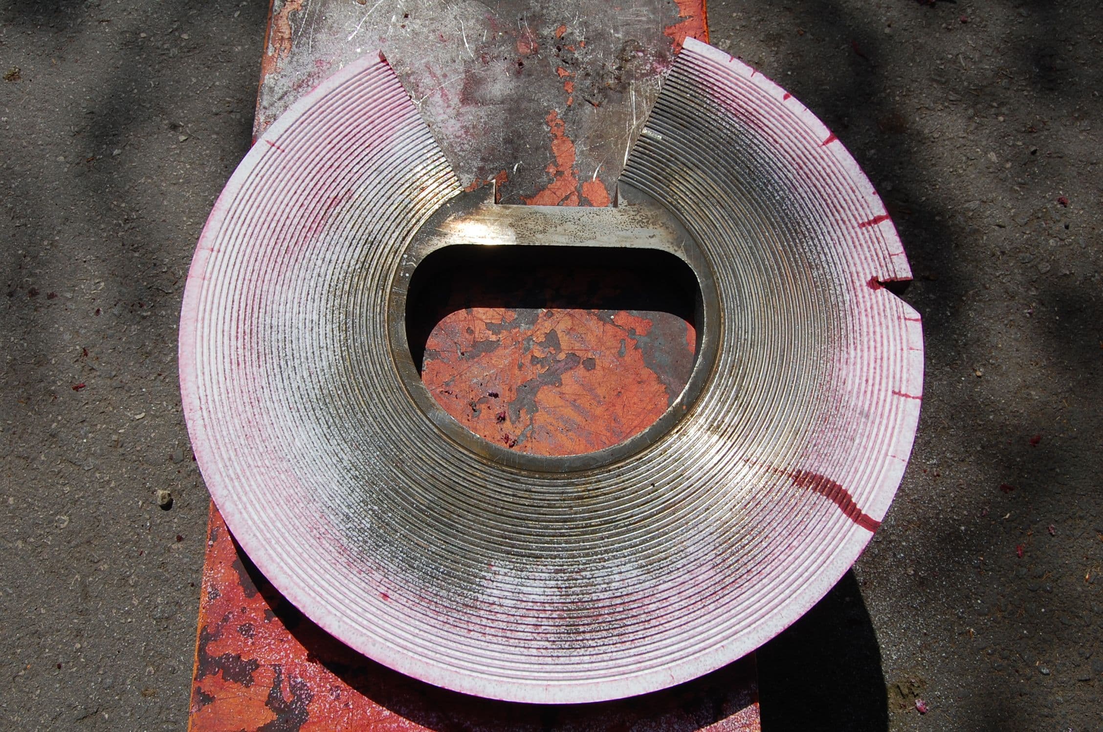 The working face following Dye Penetrant crack detection